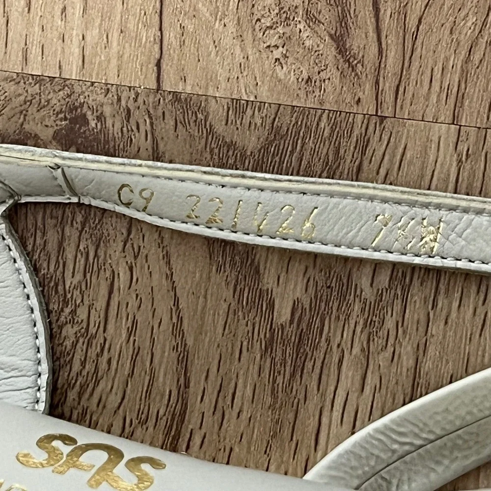 SAS Bone Patent Leather Strippy Quarter Strap‎ Wedge 7.5W Strappy Bow